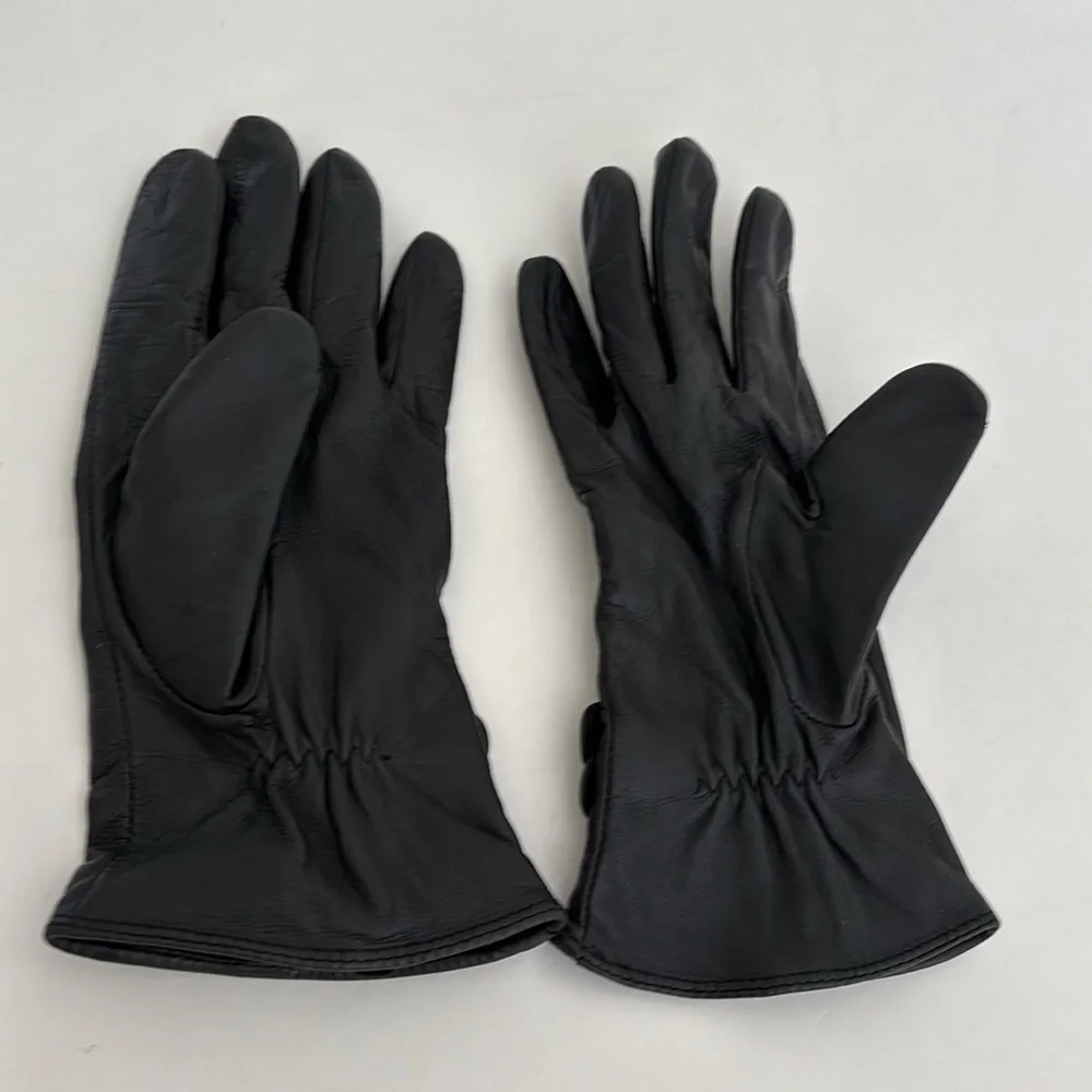 Ralph Lauren Black Rose‎ Flower Soft Leather Driving Gloves Women’s Medium NWOT